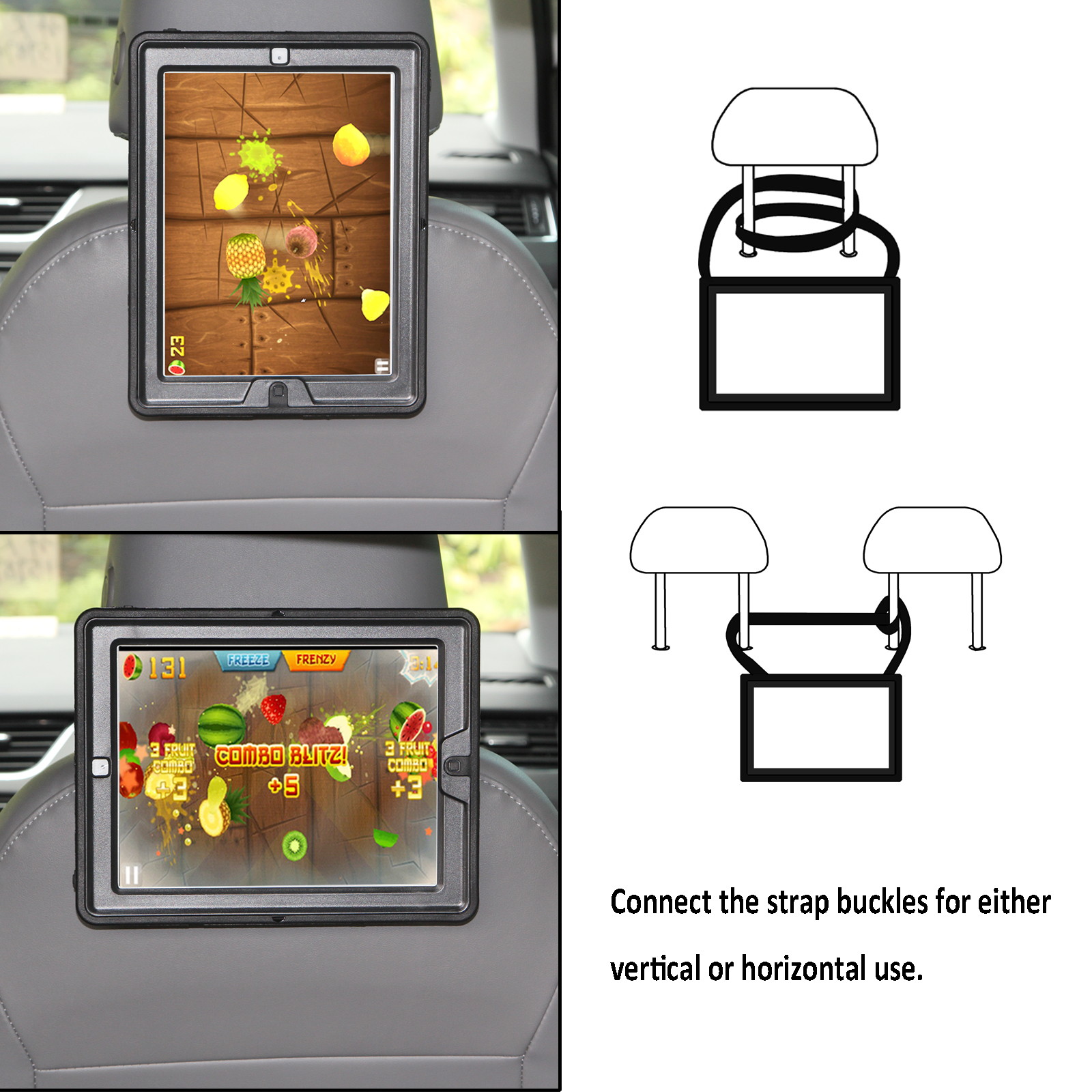 Cellular360 Apple iPad 9.7 2017 2018, iPad 5th Gen., iPad 6th Gen. Shockproof Case with 360 Degrees Rotatable Kickstand, Adjustable Handle and Shoulder Strap