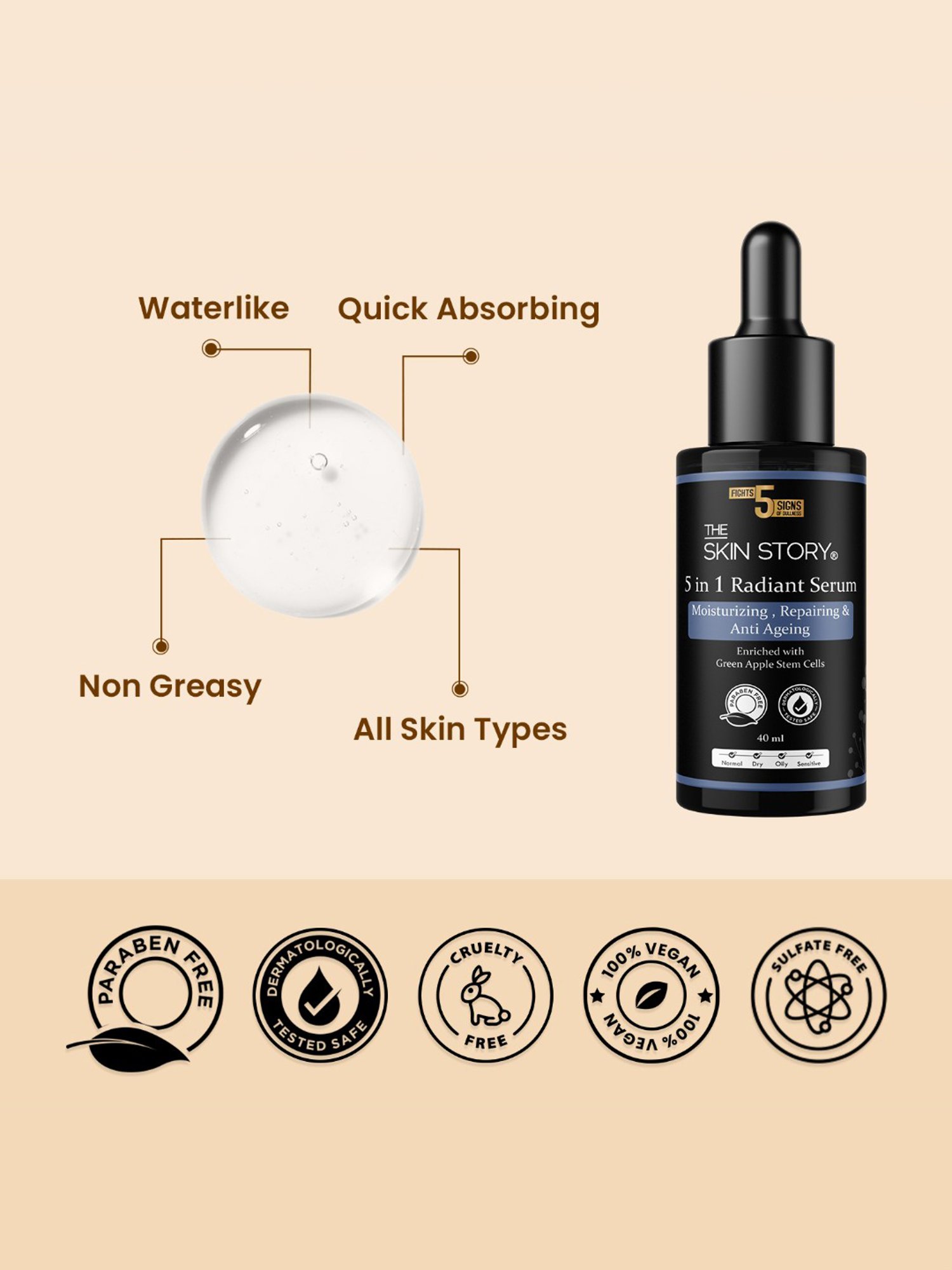 The Skin Story Green Apple Stem Cells 5 in 1 Radiant Serum - 40 ml