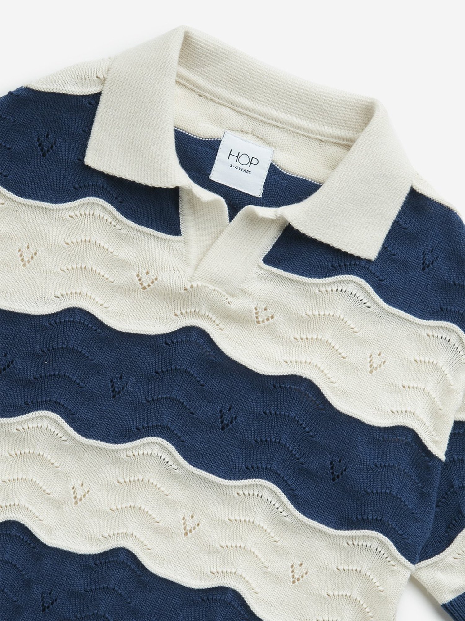 HOP Kids by Westside Navy Knit-Textured Collared T-Shirt