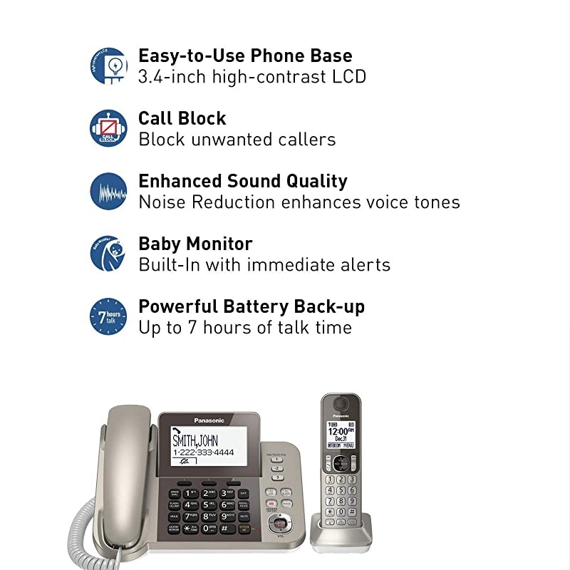 KXTGF350N Corded Cordless Dect 1 Handset Landline TelephoneChampagne Gold