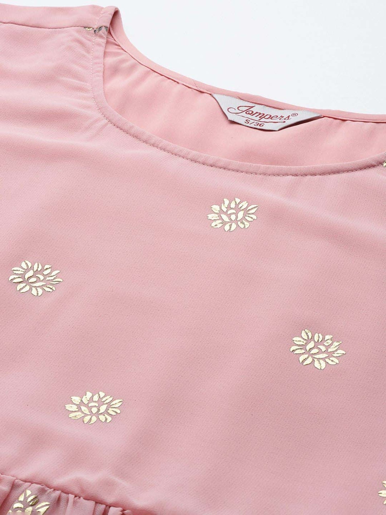 Jompers Pink Printed Kurti Palazzo Set With Dupatta