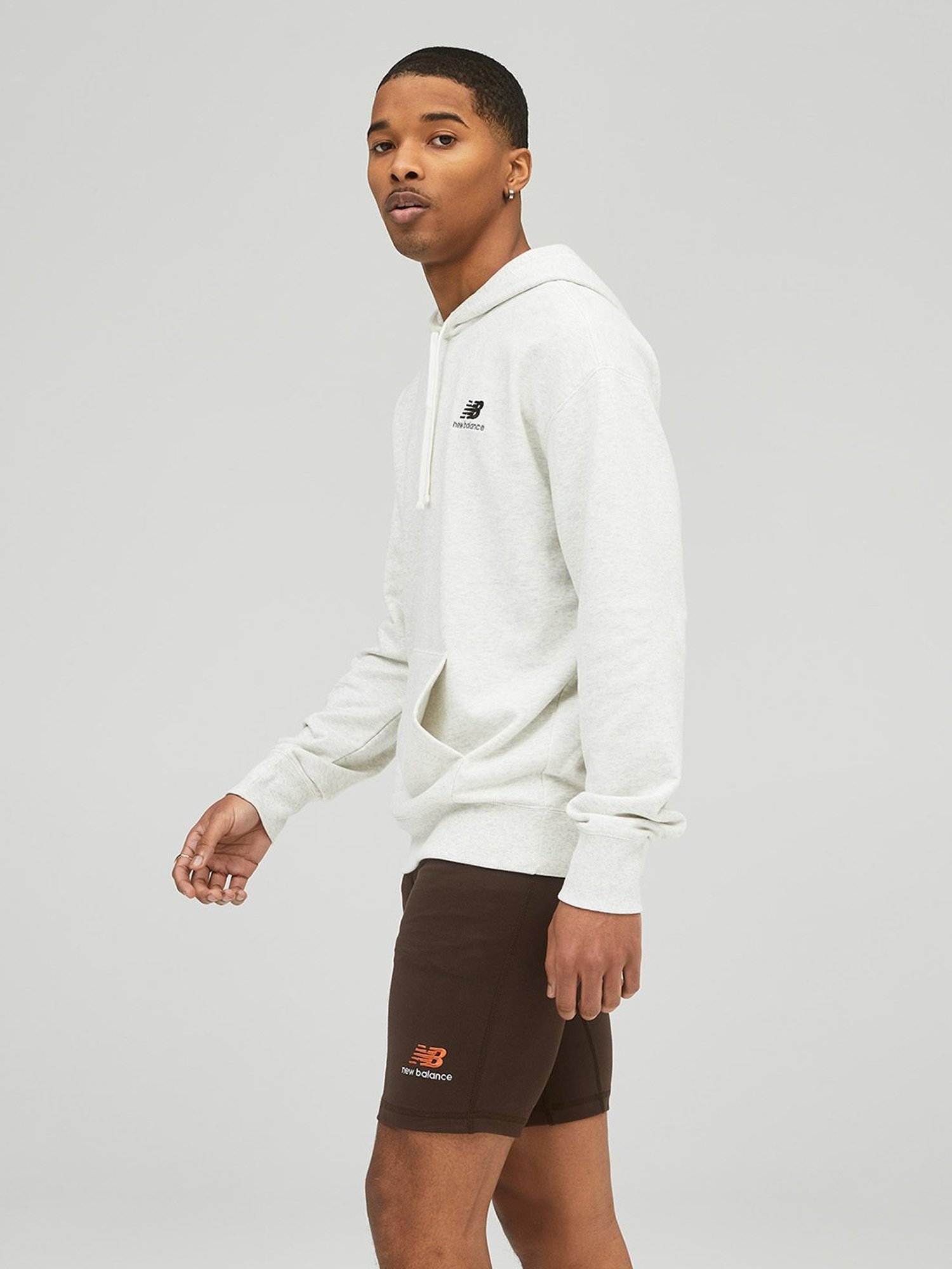 New Balance Grey Melange Comfort Fit Unisex Hooded Sweatshirt