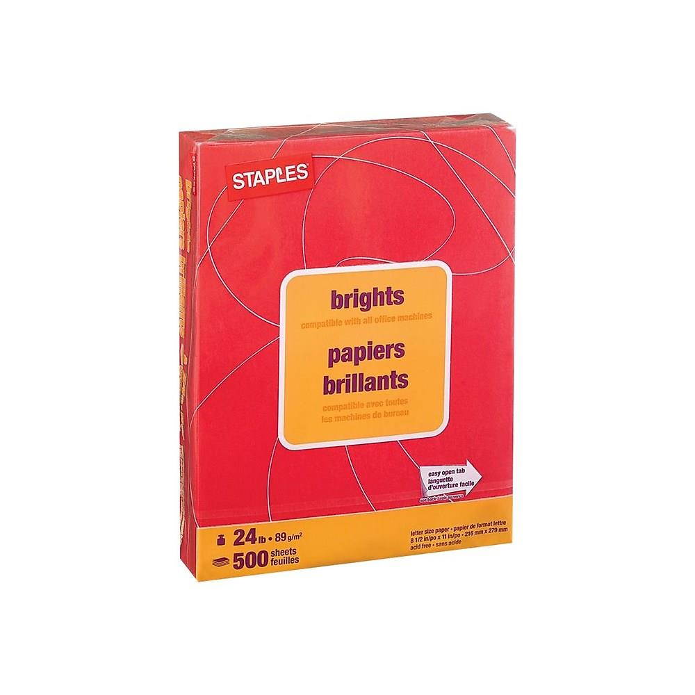 Staples Brights 24 lb. Colored Paper Red 500/Ream 733081