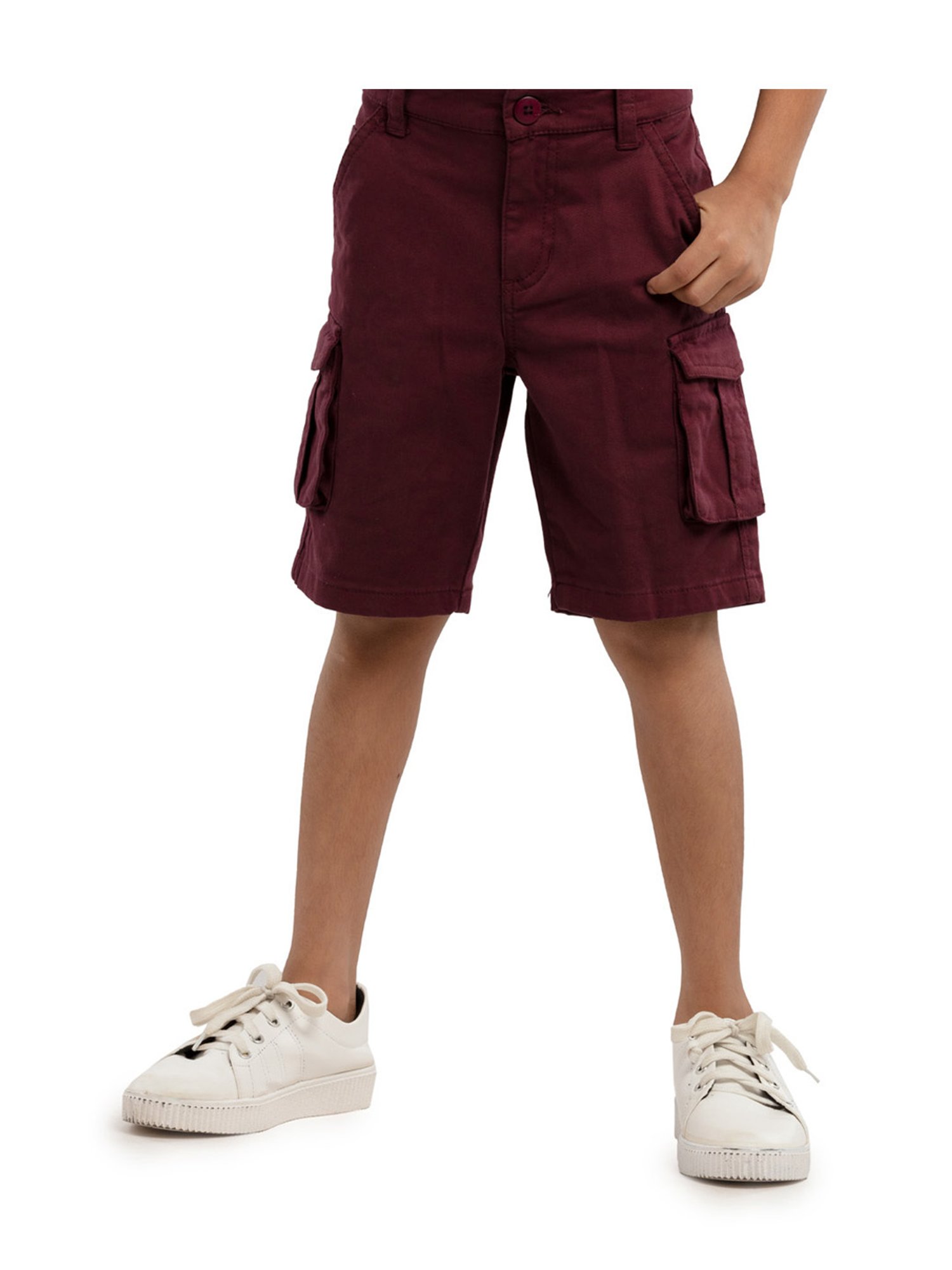 Under Fourteen Only Kids Maroon Regular Fit Shorts