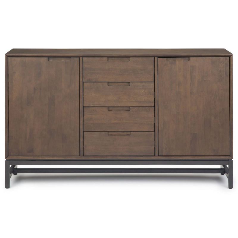 60" Devlin Mid-Century Sideboard with Centre Drawers Walnut Brown - WyndenHall