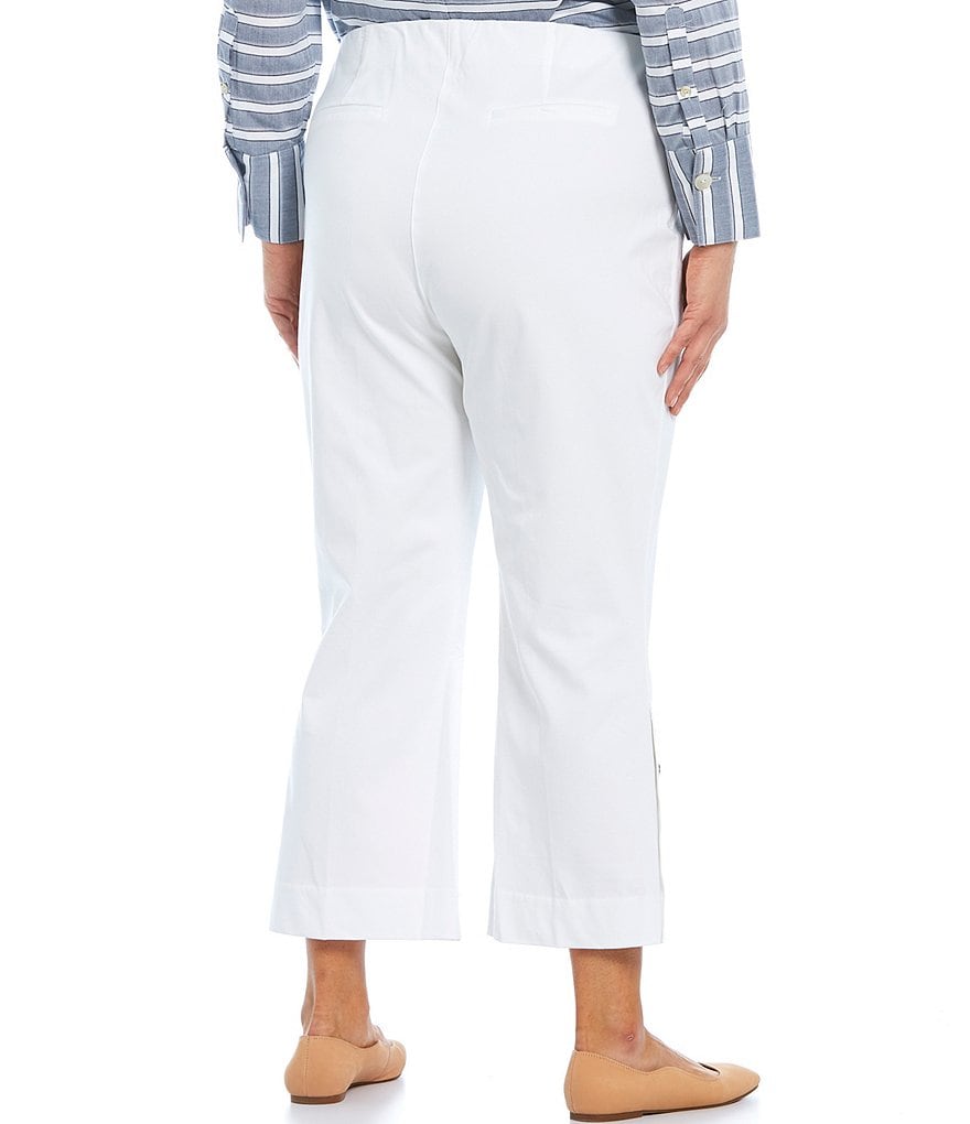 John Mark Plus Size Flare Leg Button Side Hem Details Pull-On Pants