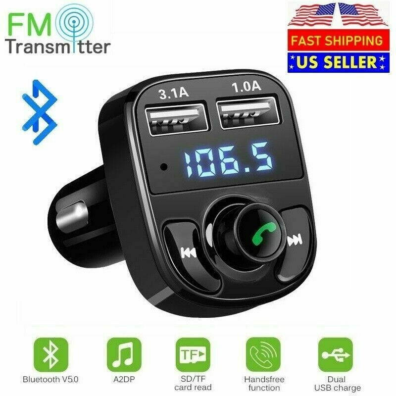 Bluetooth In-Car Wireless Transmitter MP3 Radio FM Adapter Kit Car 2 USB Charger