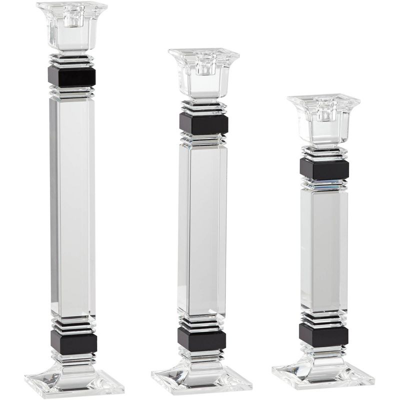 Dahlia Studios Black Crystal Taper Candle Holder Set of 3