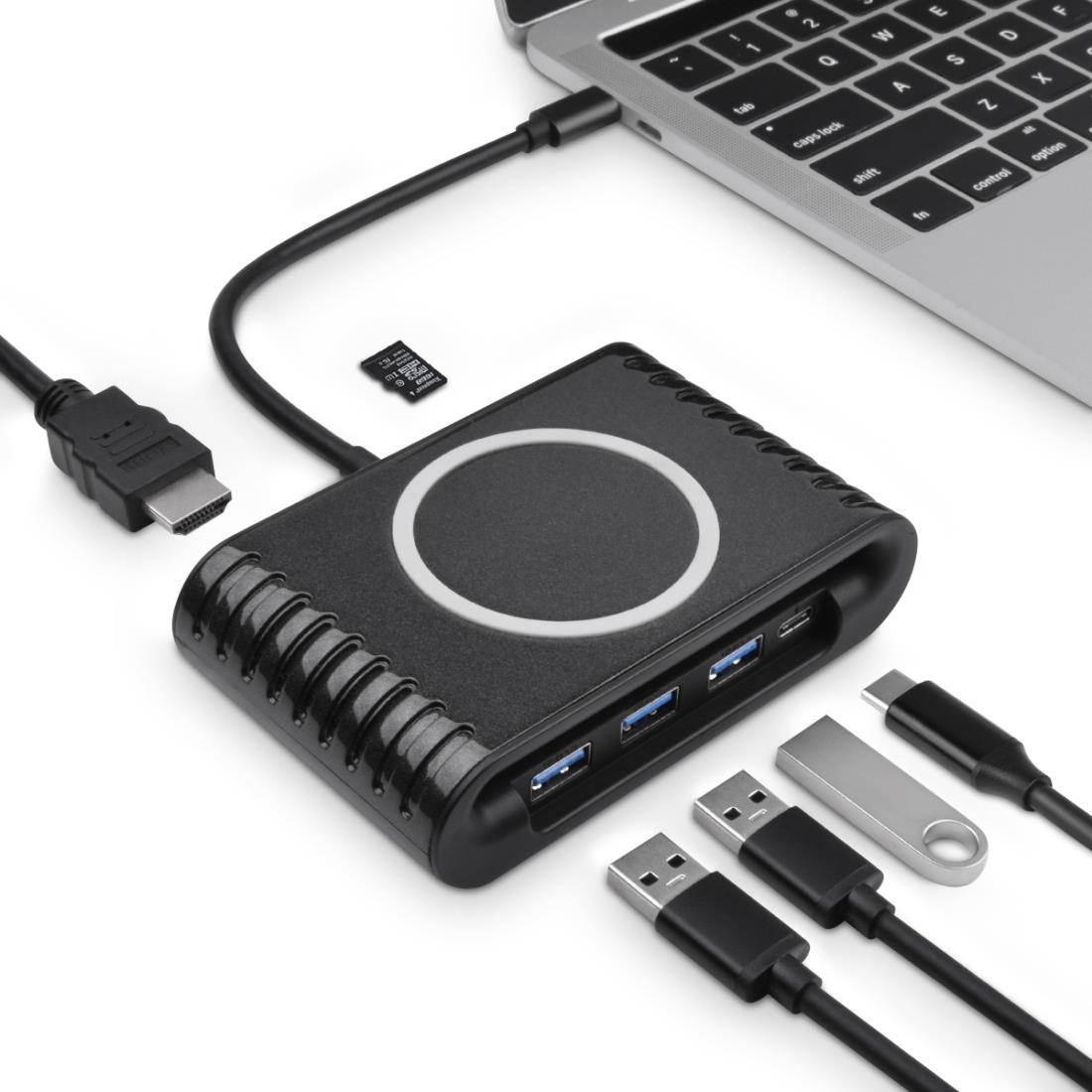 USB 3.0 Hub, Portable SuperSpeed 4 Port USB 3.0 Hub with Built-in Cable , USB Extension Multi-function USB Dock Hot Swapping Support for  Mac, PC, USB Flash Drives and Other Devices