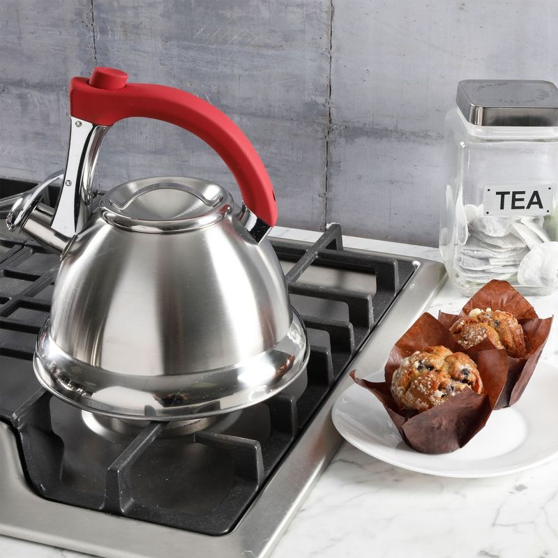 Mr. Coffee 2 Quart Stainless Steel Whistling Tea Kettle with Nylon Handle