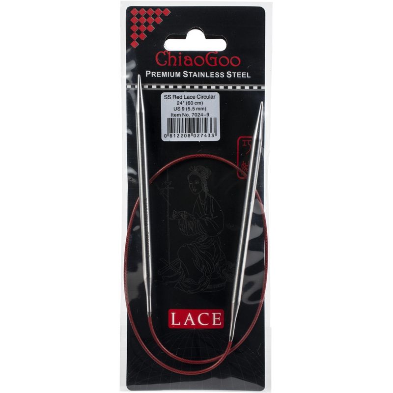 ChiaoGoo Red Lace Stainless Circular Knitting Needles 24"-Size 9/5.5mm