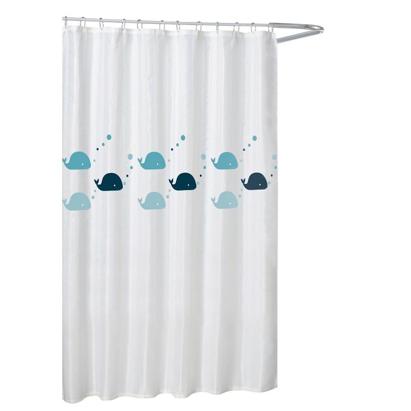 Whales Shower Curtain White/Blue - Moda at Home