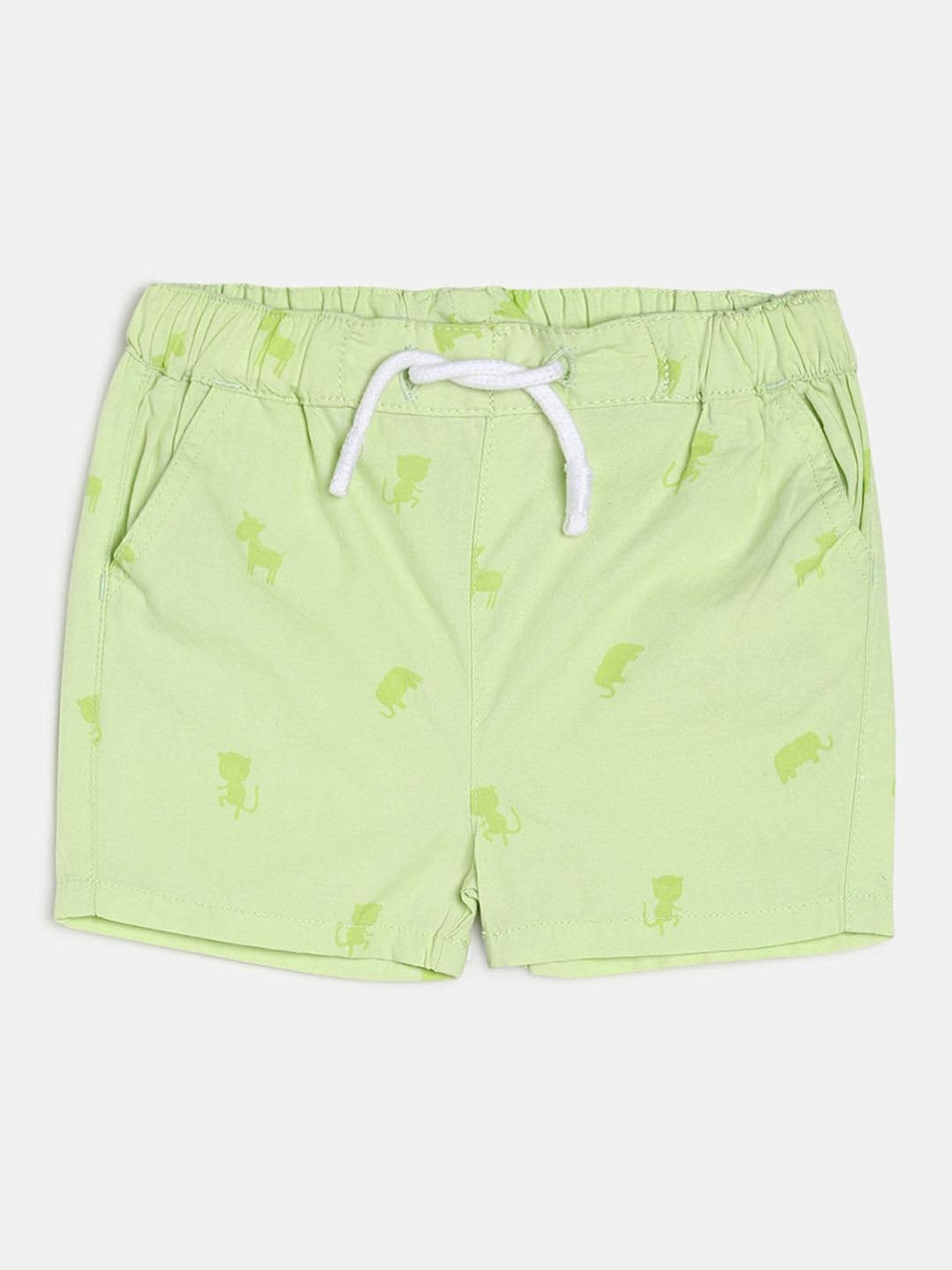 MINIKLUB Kids Light Green Printed Shorts