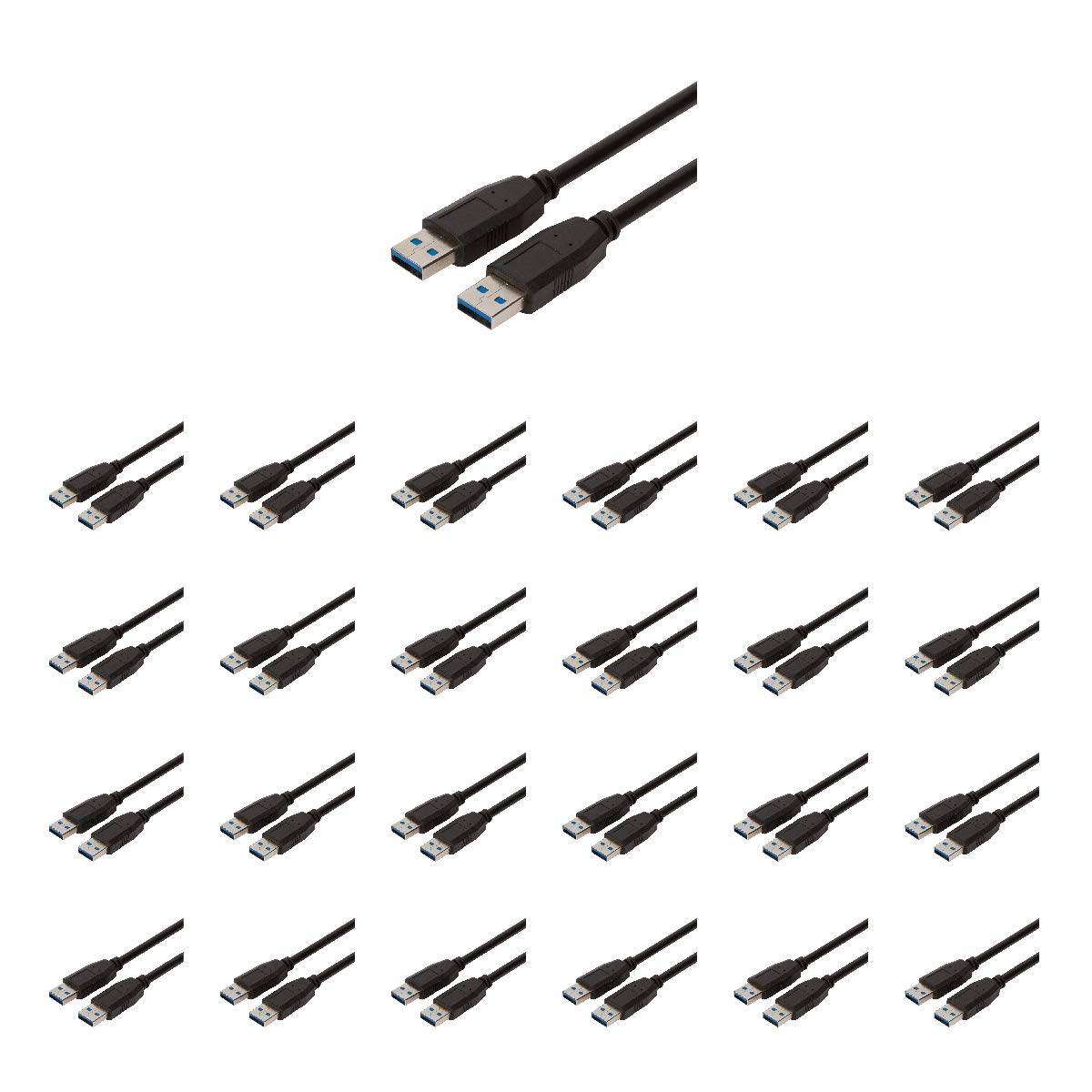 Buyer's Point SuperSpeed USB 3.0 Type A/Type A Cable Cord for Data Transfer Hard Drive Enclosures, Printers, Modems, Cameras (6ft)Pack of 25 Black