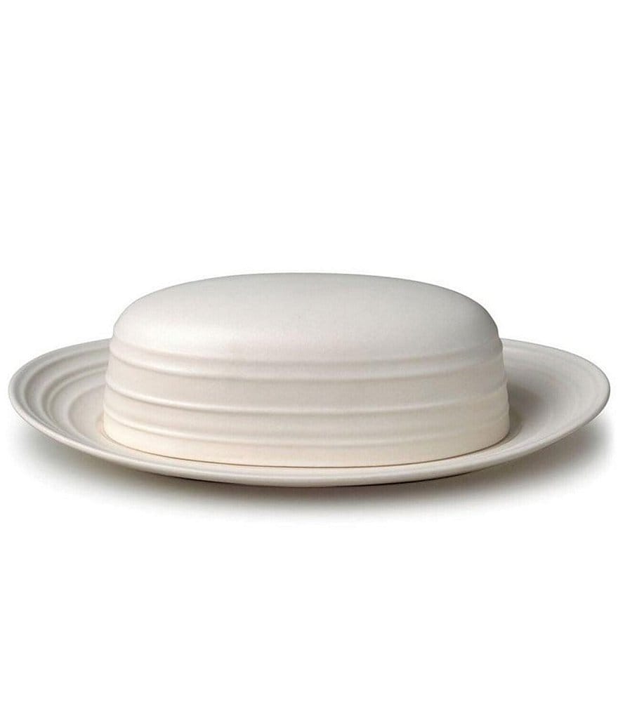 Mikasa Swirl White Covered Butter Dish