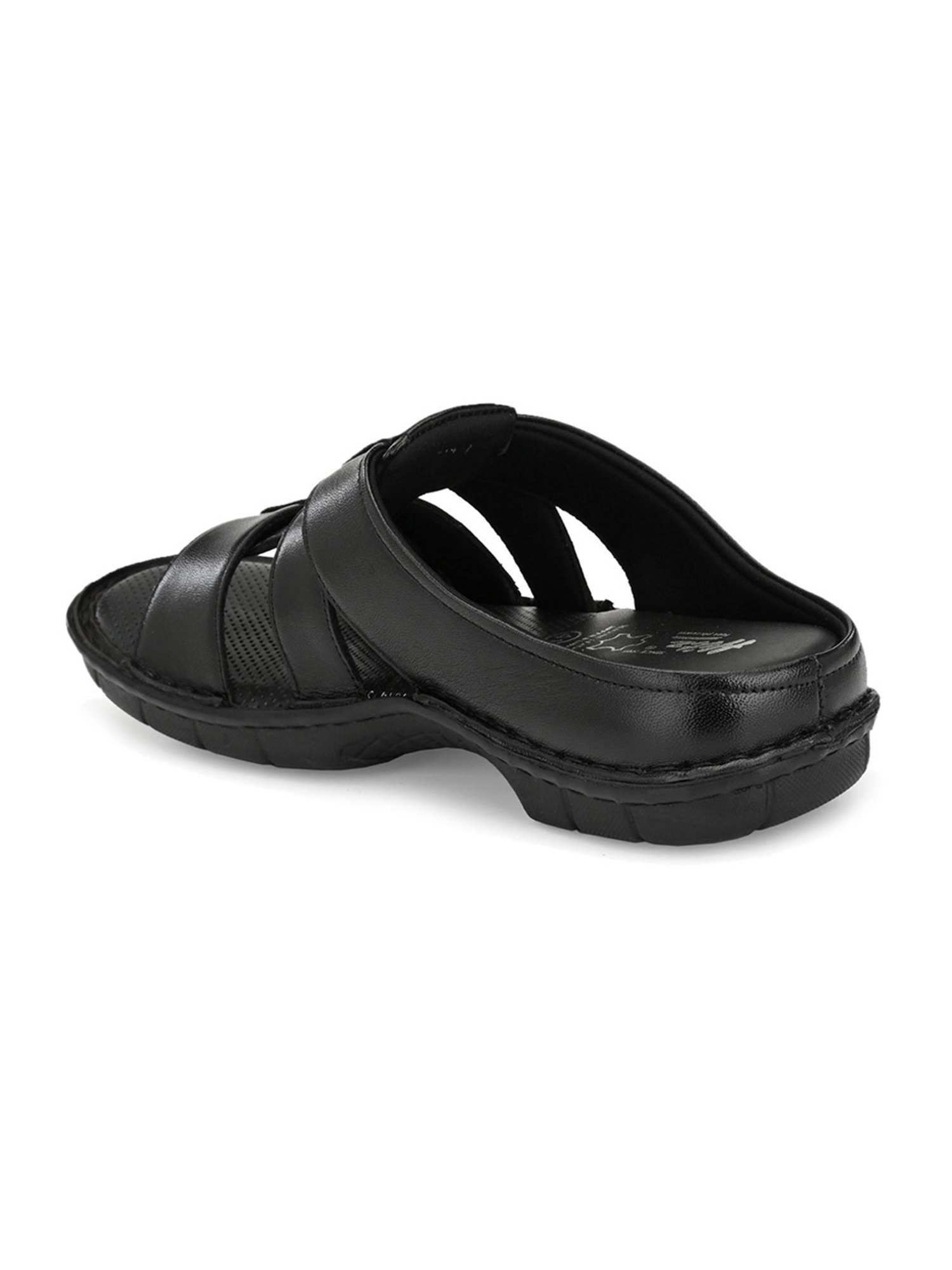 Hitz Men's Black Cross Strap Sandals