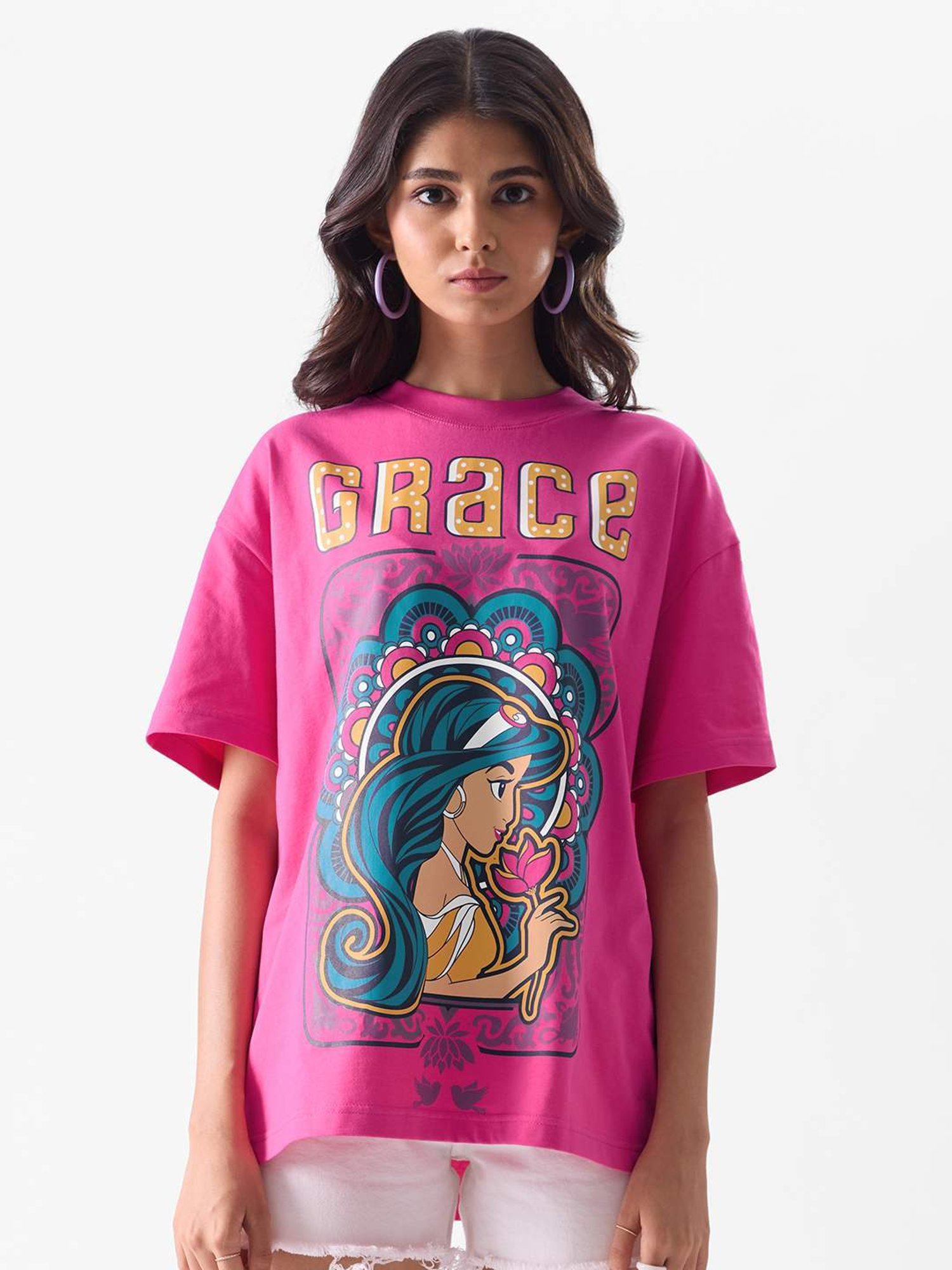 The Souled Store Pink Cotton Printed T-Shirt