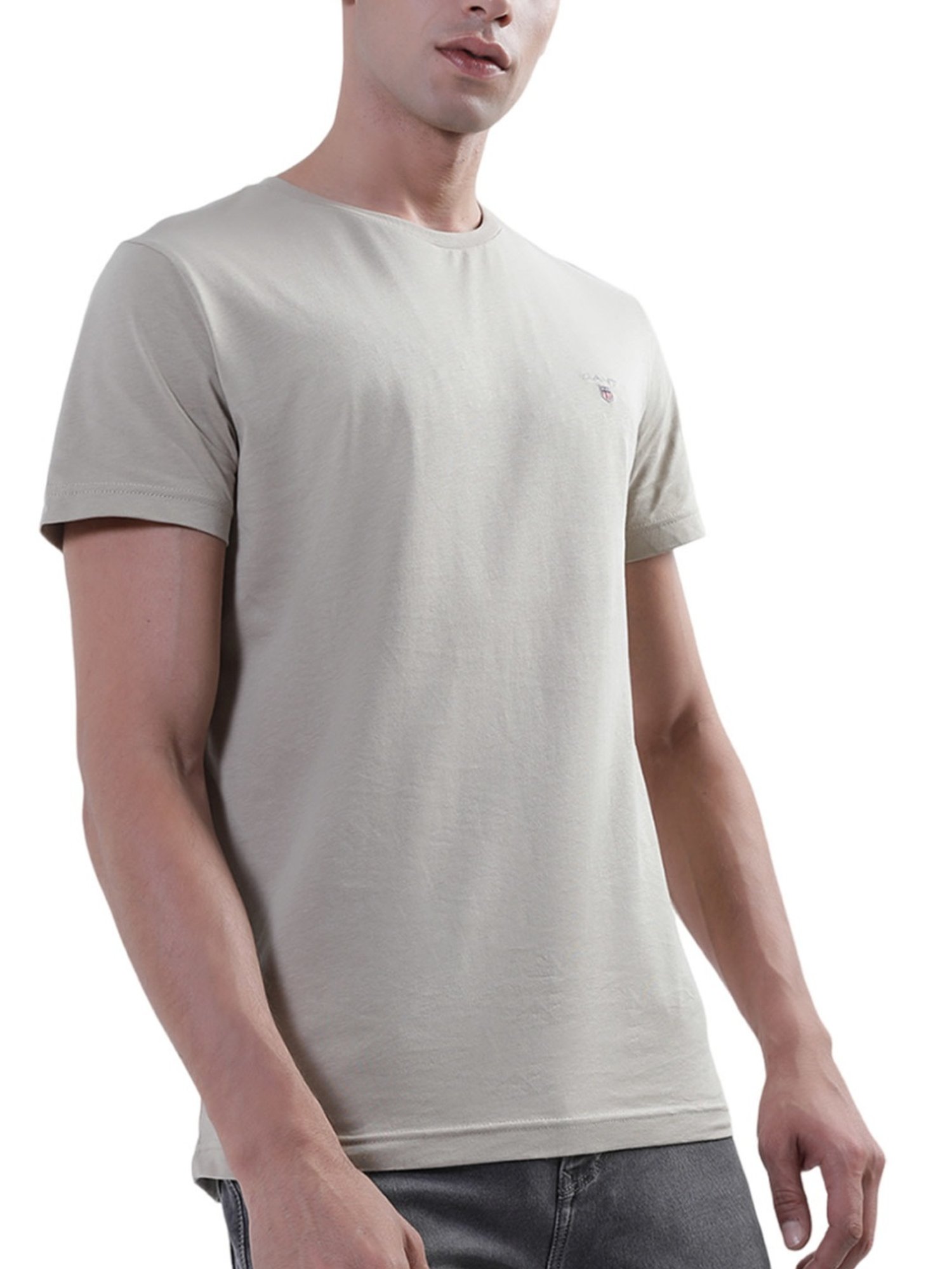 Gant Beige Cotton Regular Fit T-Shirt