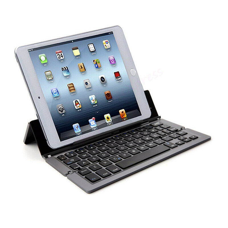 Foldable Cordless Bluetooth Wireless Keyboard for Tablet Phone Aluminum Stand