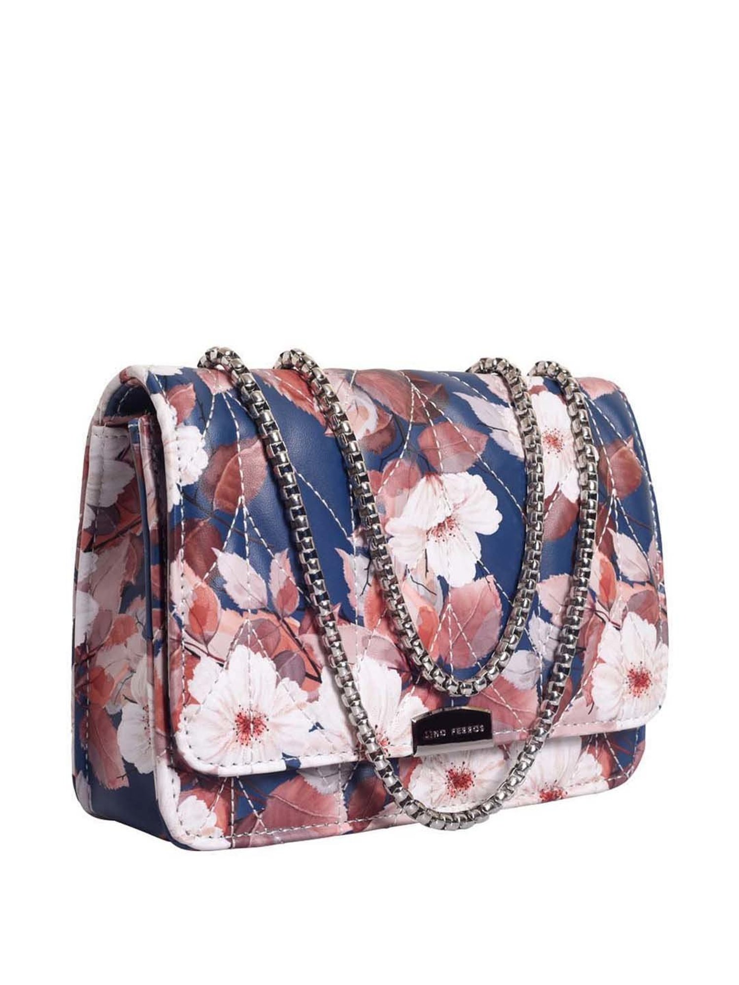 Lino Perros Blue Printed Medium Sling Handbag