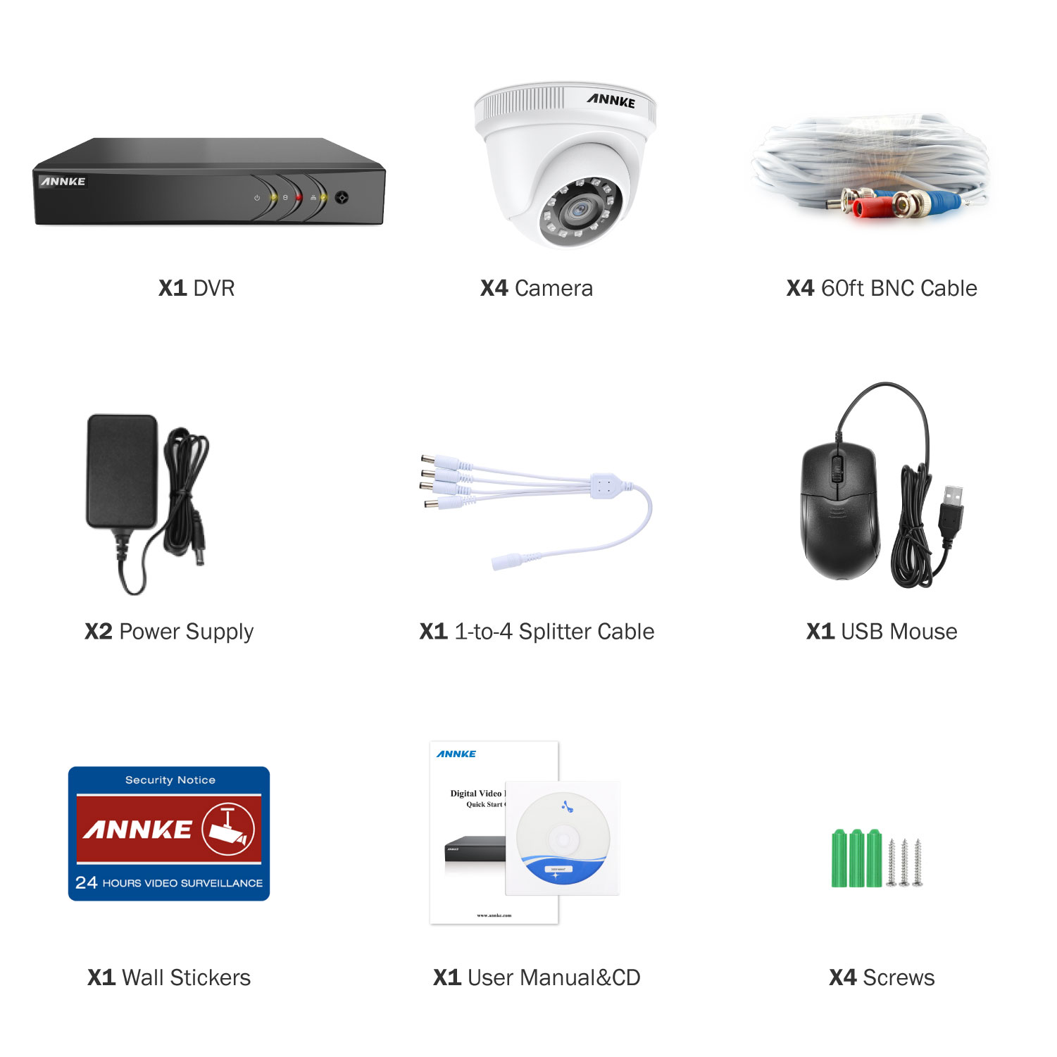 ANNKE 8CH Security Camera System HD-TVI 1080P Lite H.265+ DVR with 1080P HD Indoor/Outdoor Weatherproof CCTV Cameras, Motion Alert, Remote Access