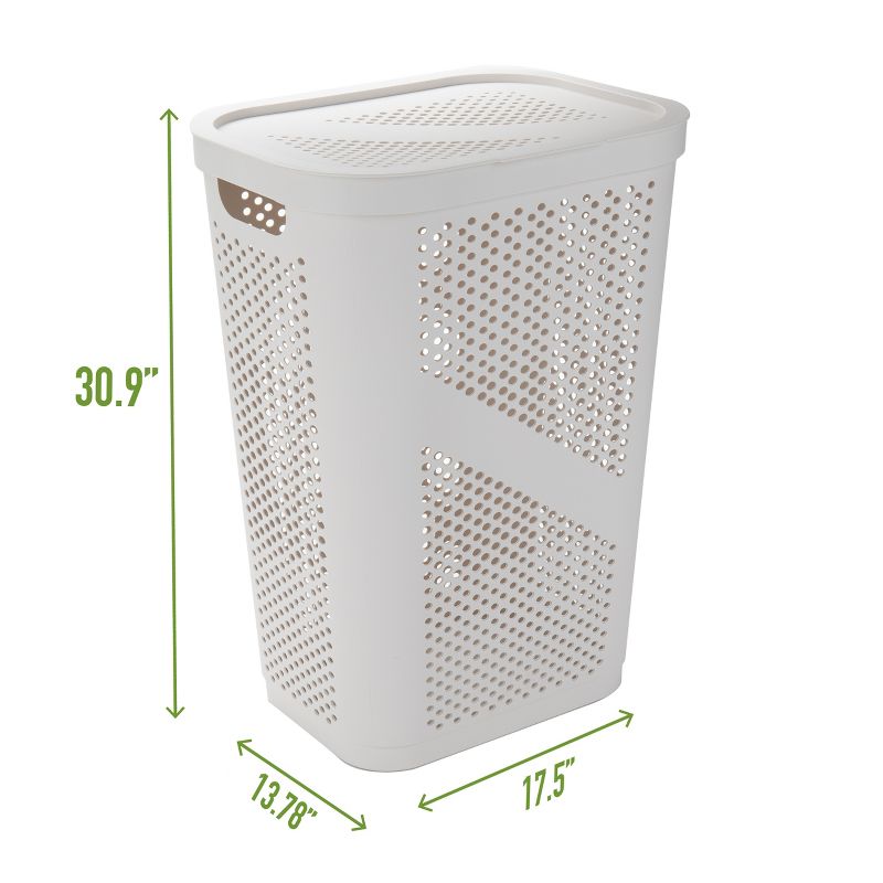 Mind Reader Perforated Plastic Hamper 60 Liter/16 Gallon,Ivory