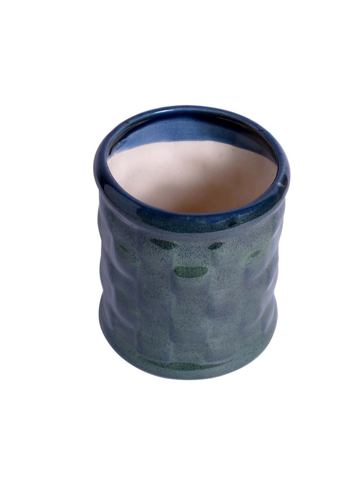 Unravel India Navy Blue & Pink Ceramic Glazed Table Top Planter - Set of 1