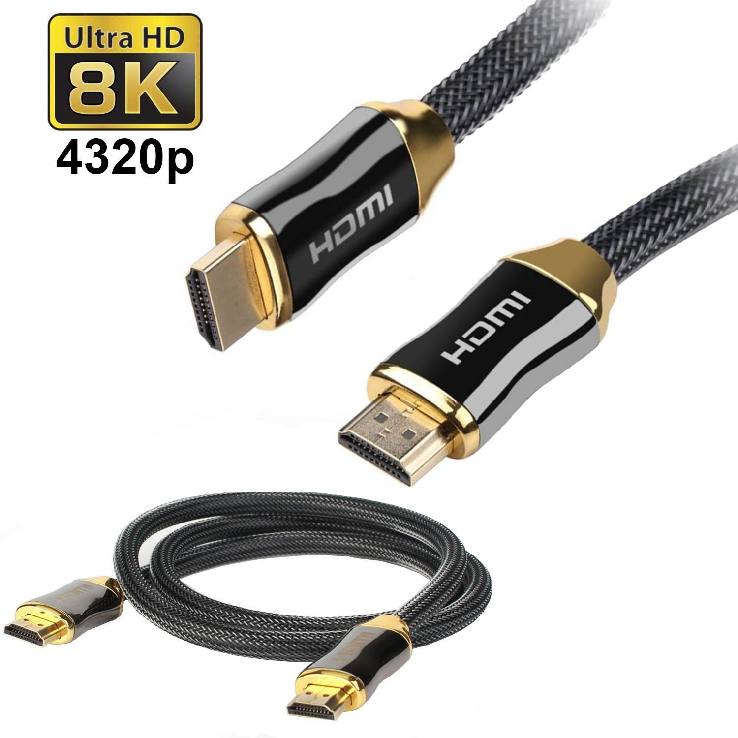 6FT Premium Nylon HDMI Cable 2.1 8K@60Hz 4K@120Hz Bluray 3D TV Xbox PS4 PS5 LED