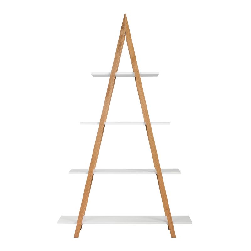 66.33" Abacus Ladder Bookshelf Oak and White - Universal Expert