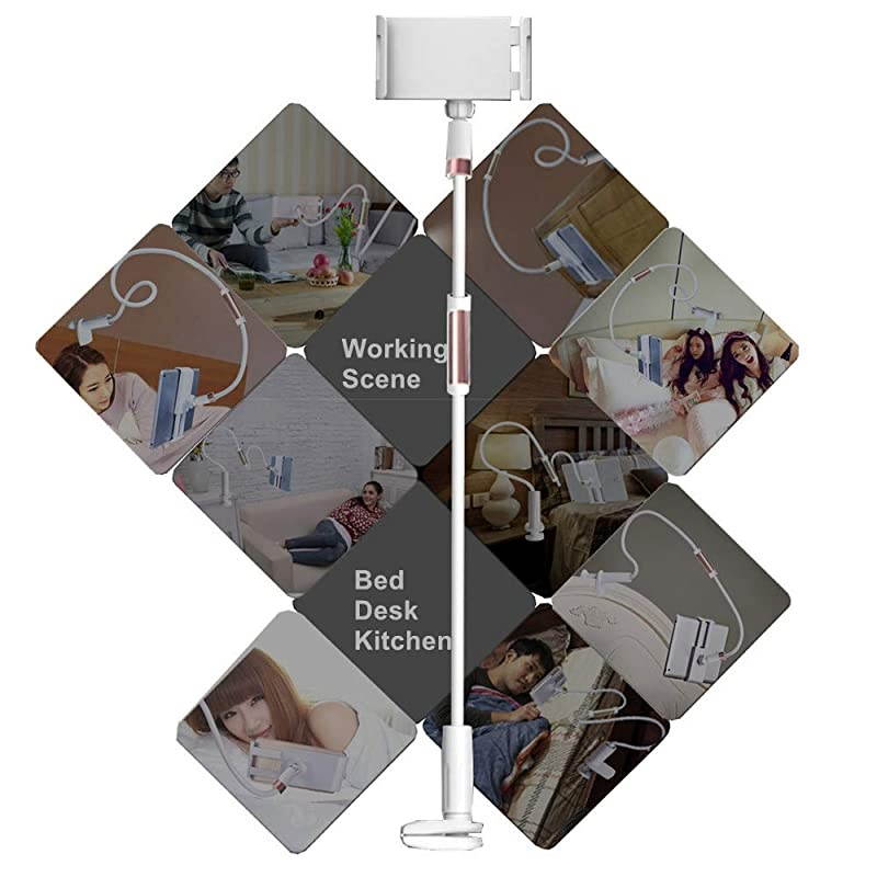 Arm Clip Tablet Stand, Tablet Holder for Bed, 4.7-11" Devices Tablet Mount for iPad 10.2 2020 Mini iPad Air Pro Samsung Galaxy Tab A7 S7 S5E S6 Tablet Stands Holders, 51in Length (Blue)