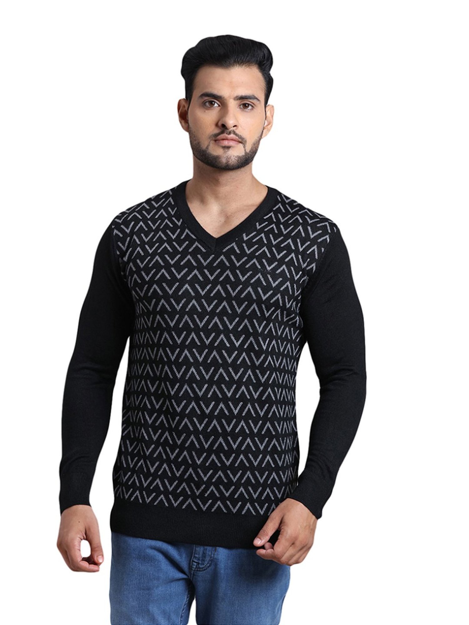 ColorPlus Black Tailored Fit Texture Sweater