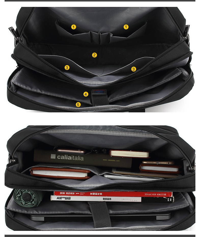 LUOM 17.3" Laptop Bag Laptop Briefcase Fits Up to 17.3 Inch Laptop Water-Repellent Gaming Computer Bag Shoulder Bag Large Capacity for Travel/Business/School/Men, CB-5003,  Black