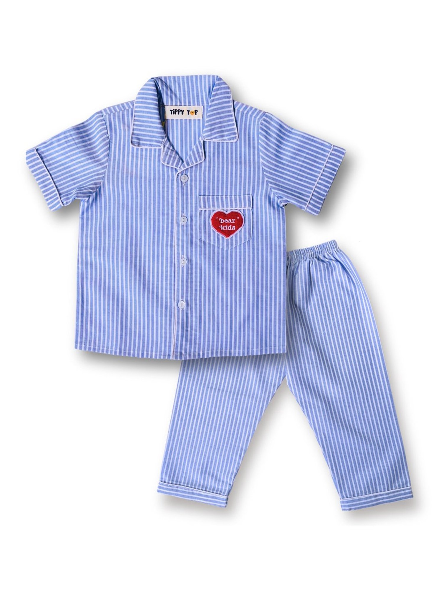 Tippy Top Boys Blue Striped Shirt with Pants