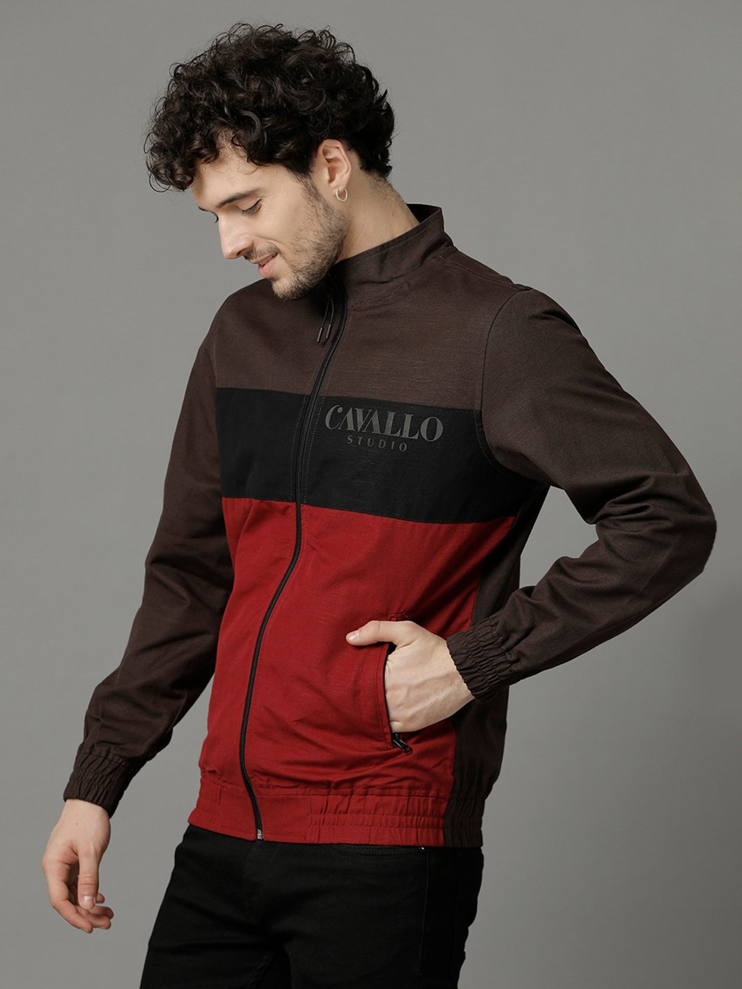 CAVALLO by Linen Club Brown Regular Fit Cotton Linen Jacket