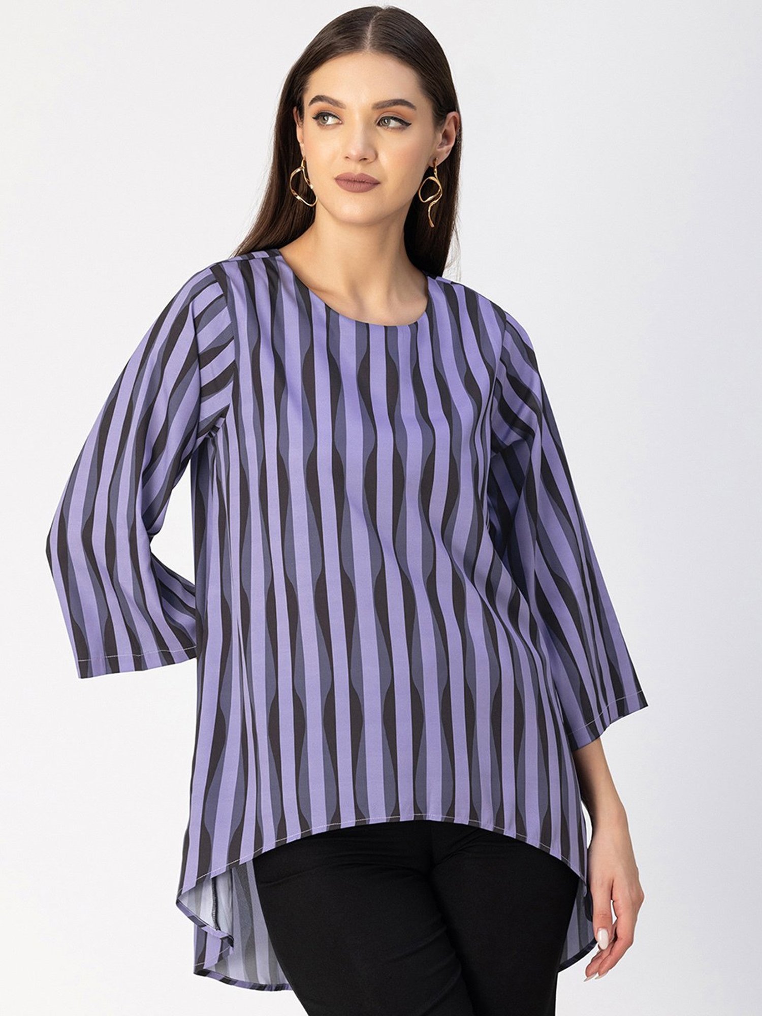 Moomaya Lavender Striped Top