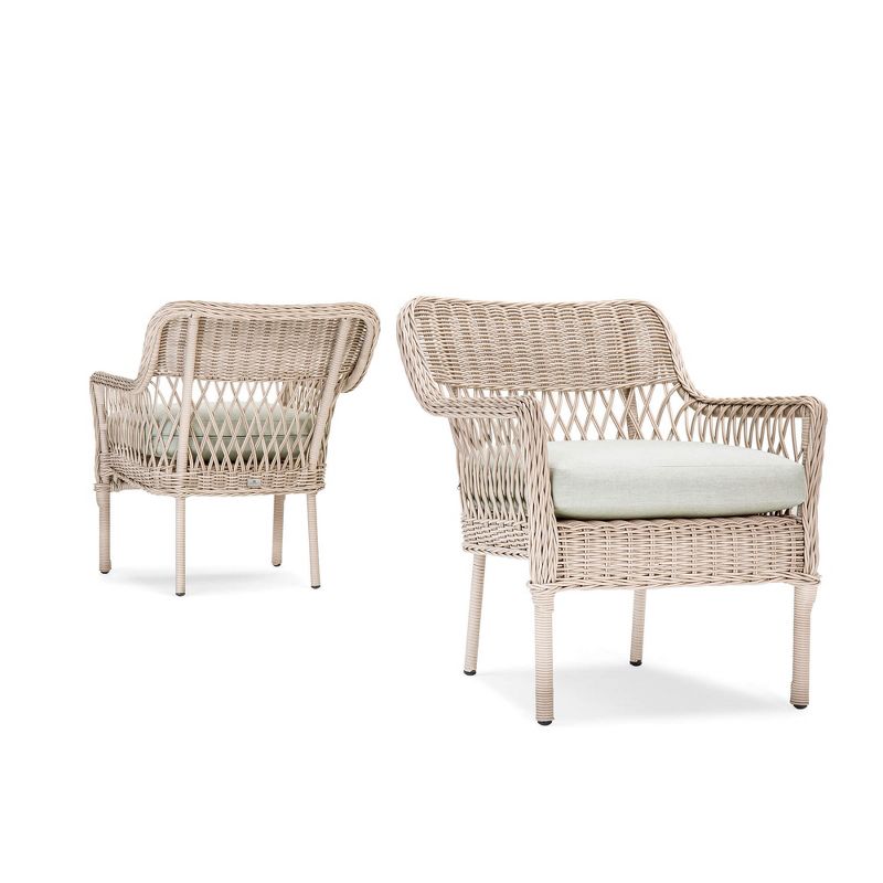 Colfax 2pk Wicker Outdoor Dining Chair with Sunbrella Cast Oasis Cushion - Blue Oak Outdoor