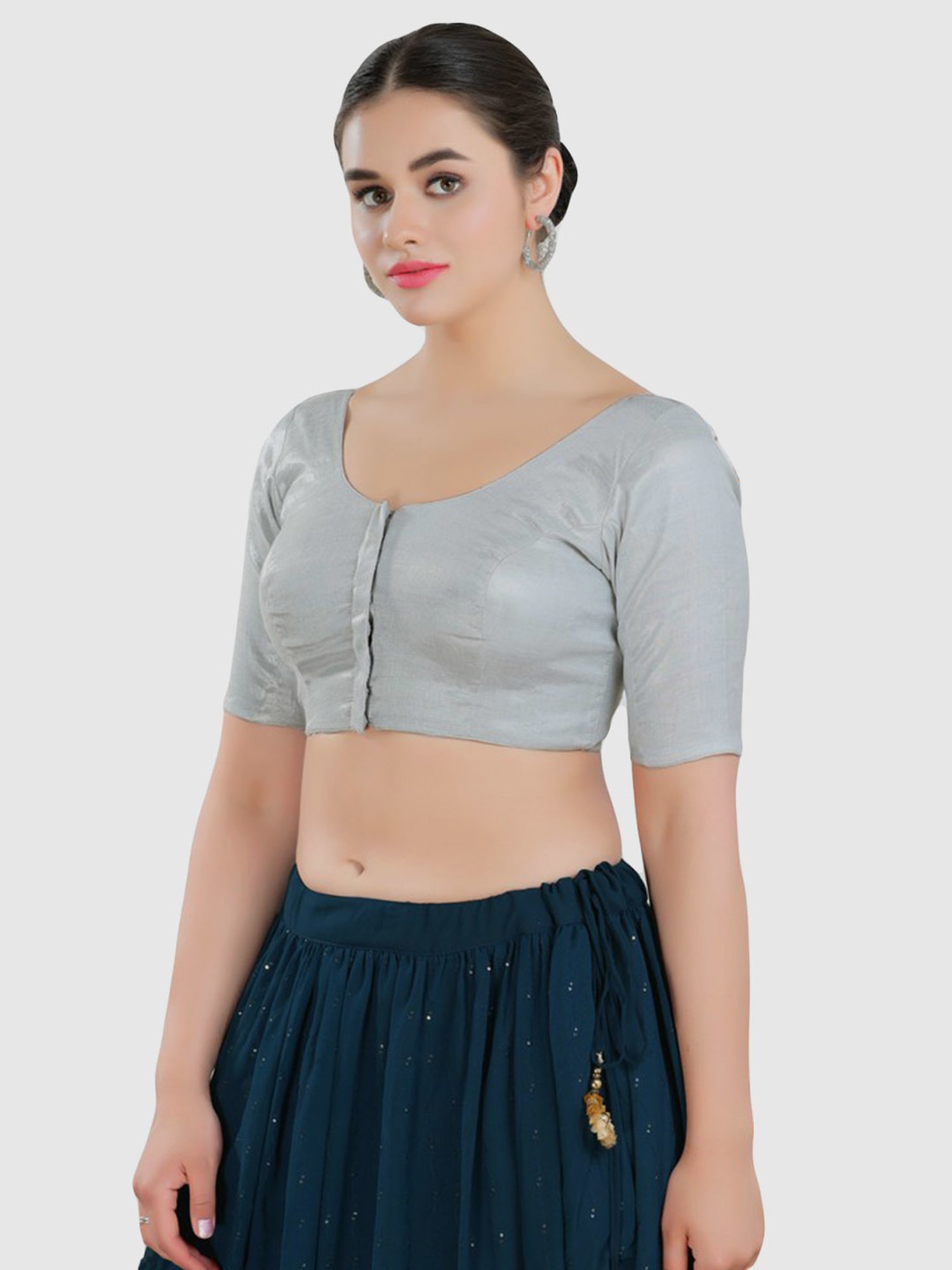 Salwar Studio Silver Plain Blouse