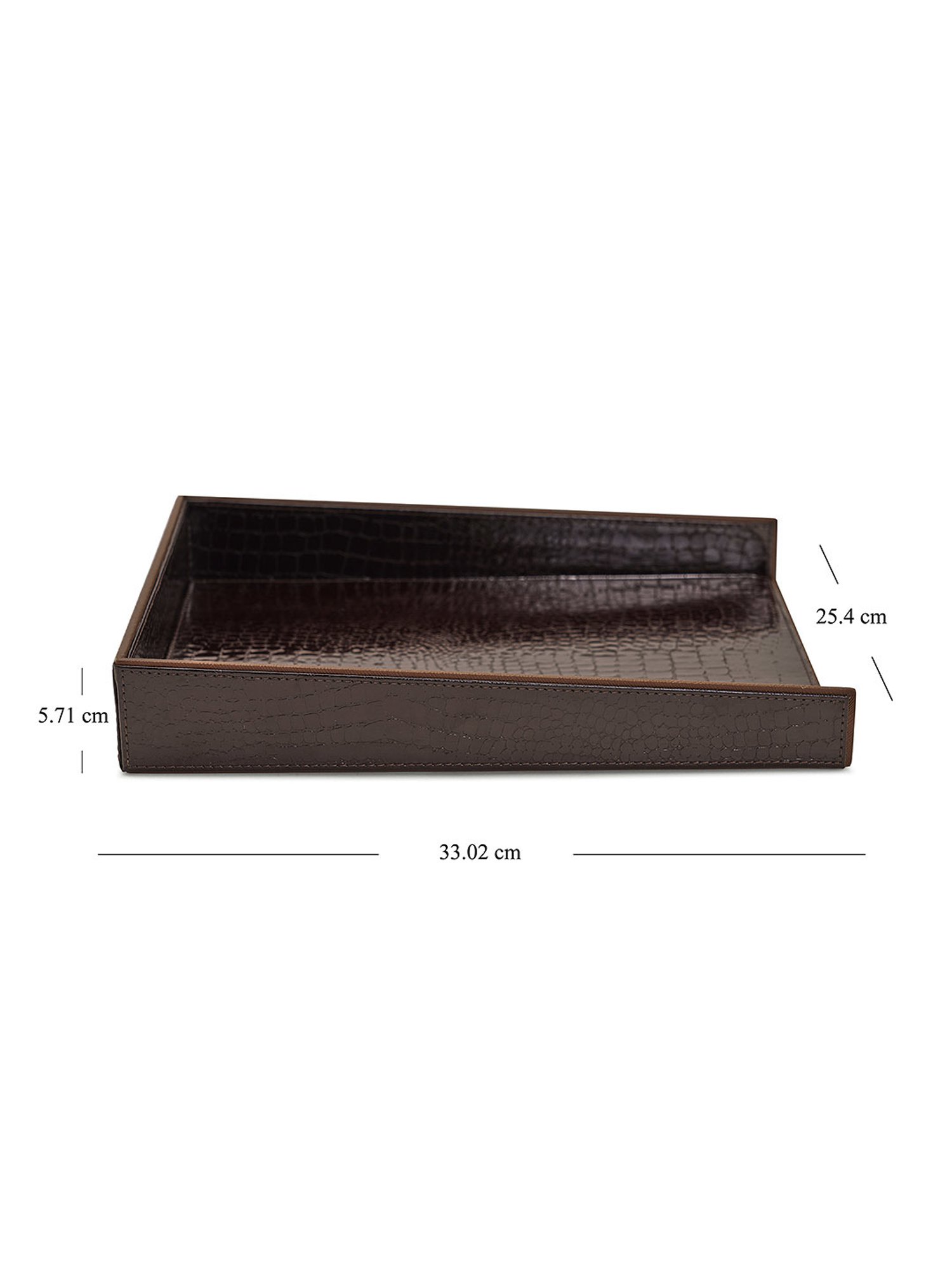 Pure Home and Living Brown Leather Textured Paper Tray