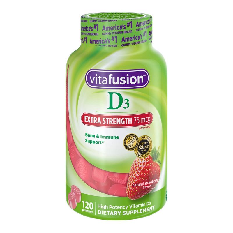 Vitafusion Extra Strength D3 Dietary Supplement Adult Gummies - Strawberry - 120ct