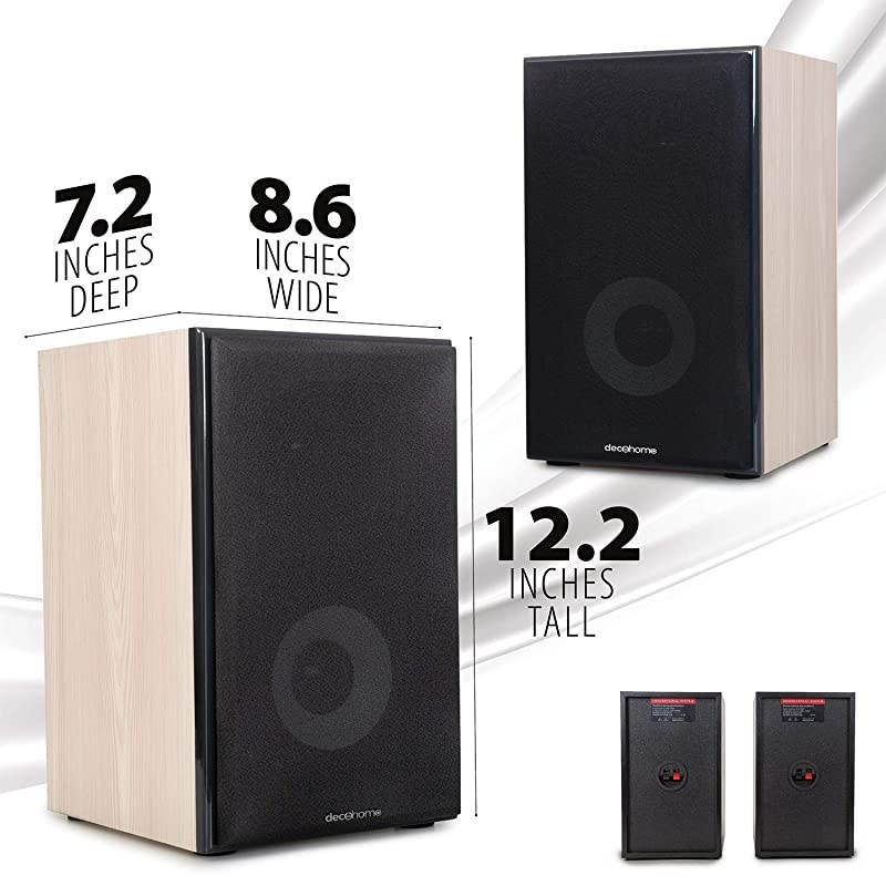 DHPAS100 Passive 140W Bookshelf Speaker Set 5inch Woofer with Dome Tweeter Modern Light Wood Finish with White Woofer Cone