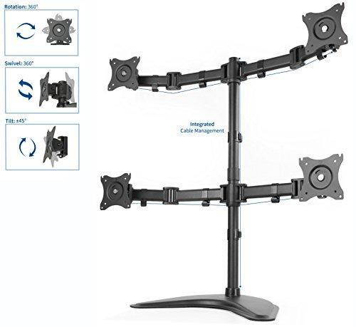VIVO Quad Monitor Mount Stand Fully Adjustable Desk FreeStanding for 4 LCD Screens up to 27" (STAND-V004P)
