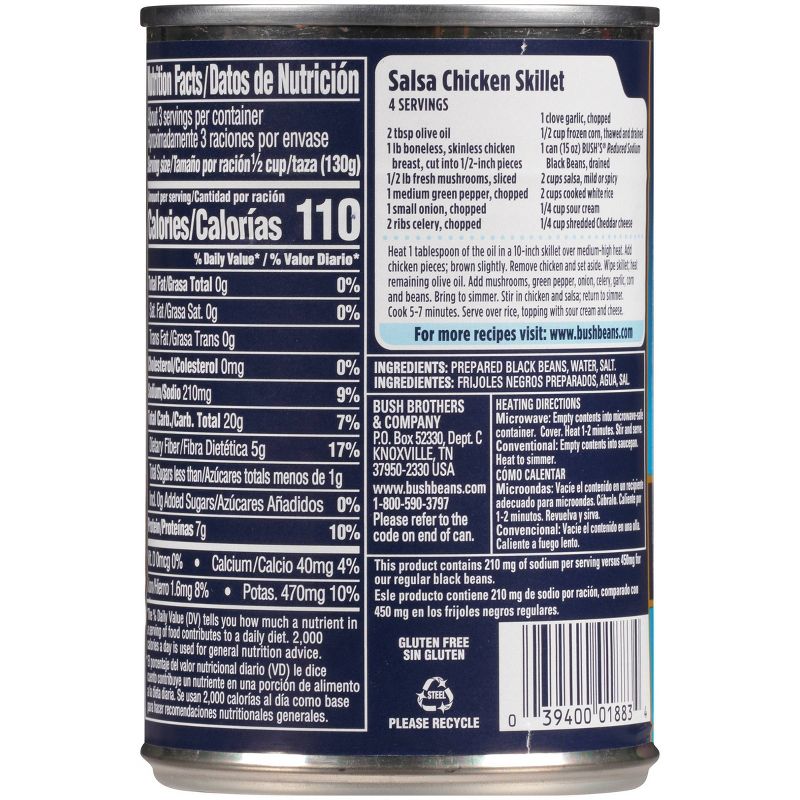 Bush's Reduced Sodium Black Beans - 15oz