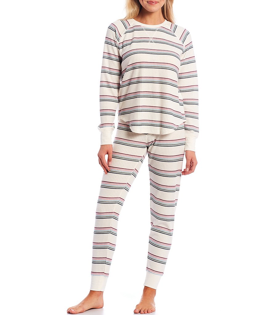 PJ Salvage Ski Jammie Striped Brushed Thermal Sleep Top