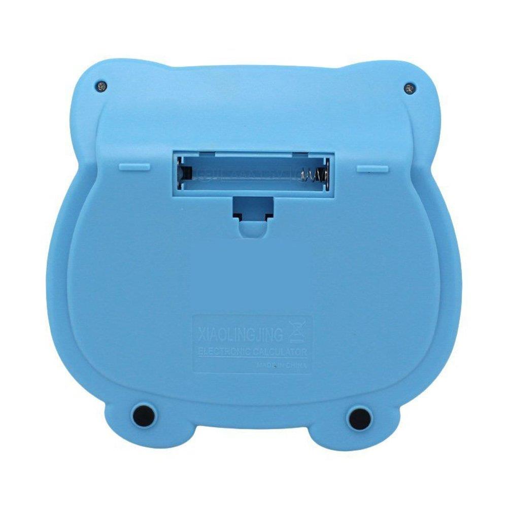 Loghot Adorable Creative 12 Digits Solar Dual Power Cartoon Cat Shape LCD Display Desktop Calculator with Big Screen Blue