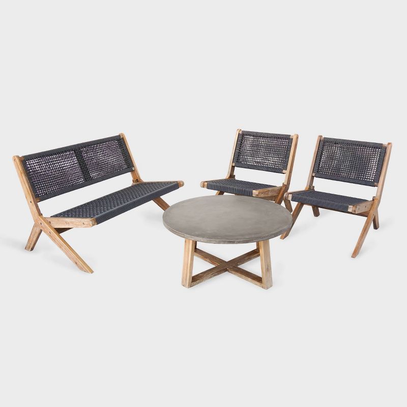 Athens 4pc Patio Seating Set - Gray - Leisure Made