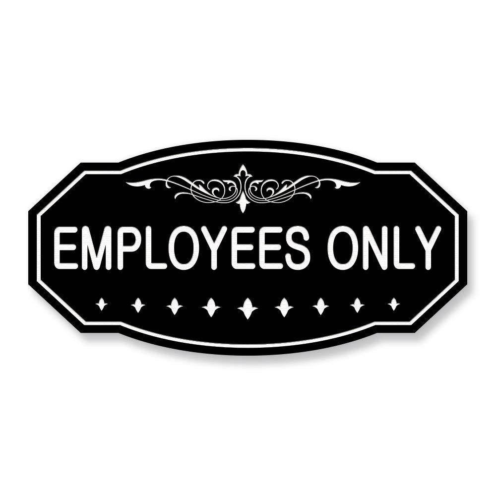 EMPLOYEES ONLY Victorian Door/Wall Sign (Black) - Large 5" x 10"