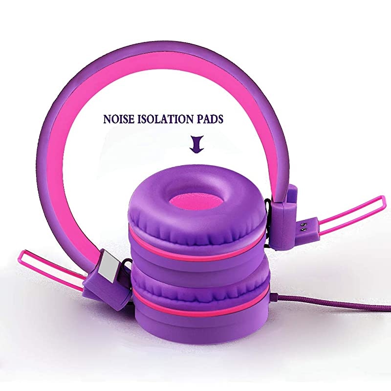 i37 Kids Headphones for Children Girls Boys Teens Foldable Adjustable On Ear Headphones with 35mm Jack for Cellphones Computer MP34 Kindle School