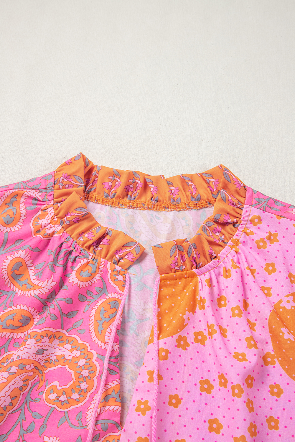 Black Leopard Patchwork Split Neck Ruffle Plus Size Dress