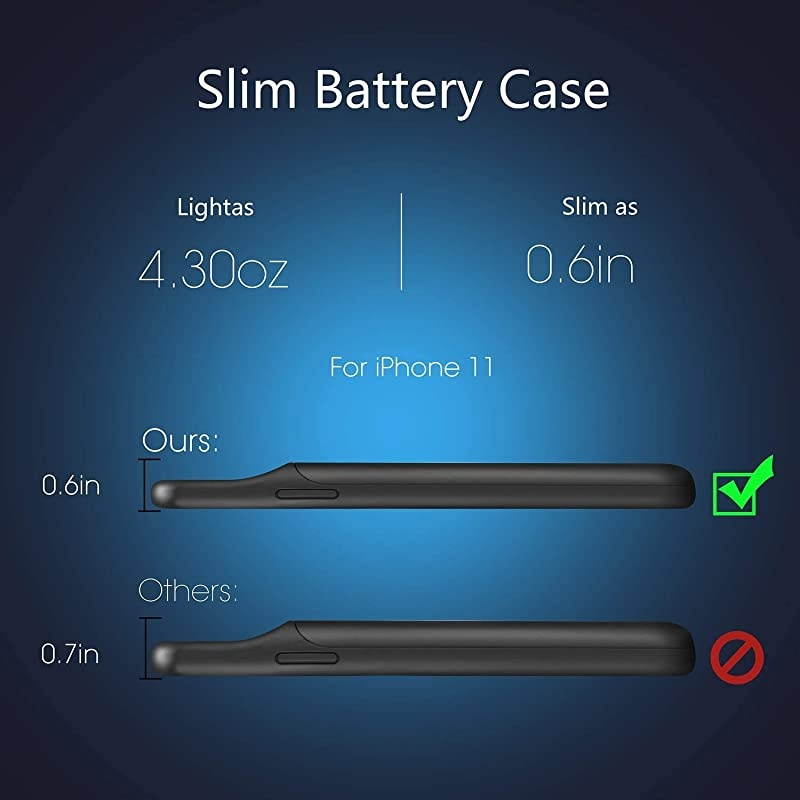 Battery case for iPhone 11, 4500mAh Slim Portable Charger Case Protective Rechargeable Battery Pack Charging Case for iPhone 11 (6.1 inch)