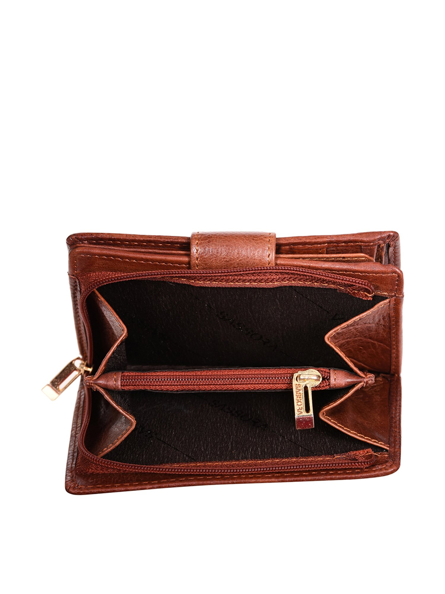 SASSORA Brown Solid Rfid Bi-Fold Wallet for Women